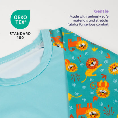 3 Piece Baby Swim Set with Swim Nappy, Swim top and Swim Hat in Cool Cats