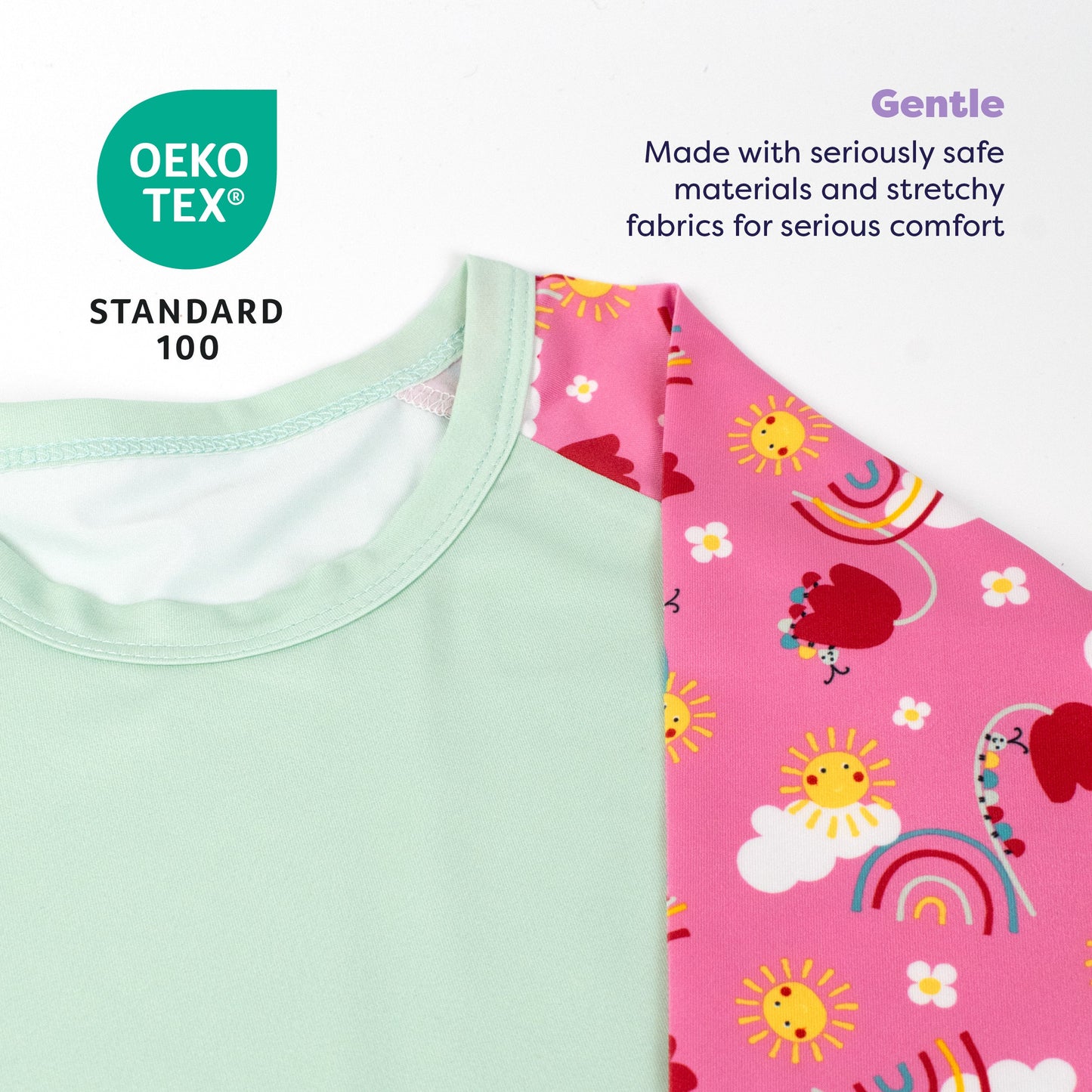 3 Piece Baby Swim Set with Swim Nappy, Swim top and Swim Hat in Happy Days