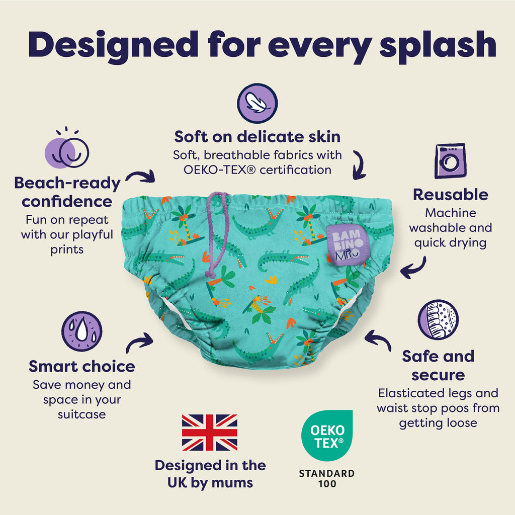 Reusable Swim Nappy in Crafty Croc