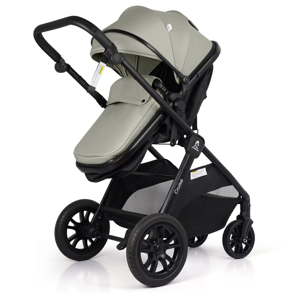 For Your Little One Cruise 3 In 1 Travel System With Car Seat And ISOFIX Base - Pebble Sage (Free Cupholder And Seat Liner Included!)