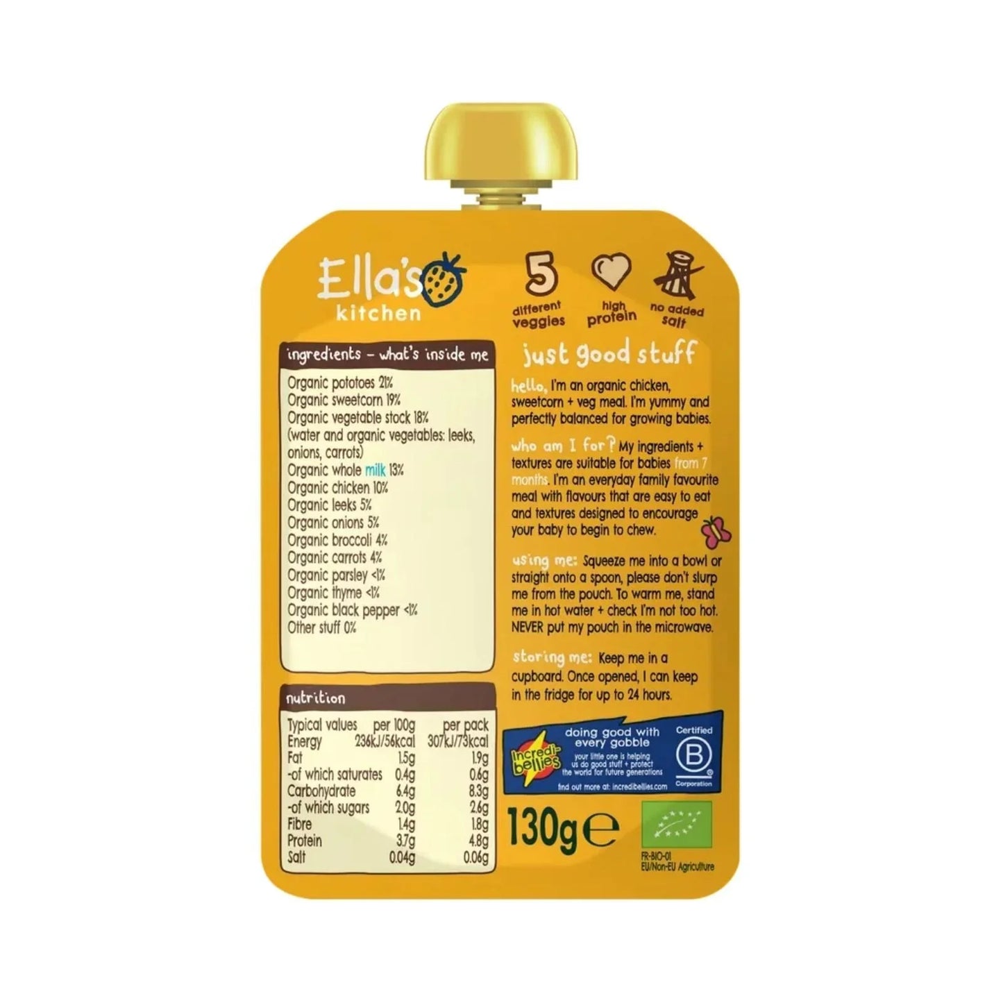 Ella's Kitchen Organic Chicken & Veg Baby Food Pouch 7+ months 130g