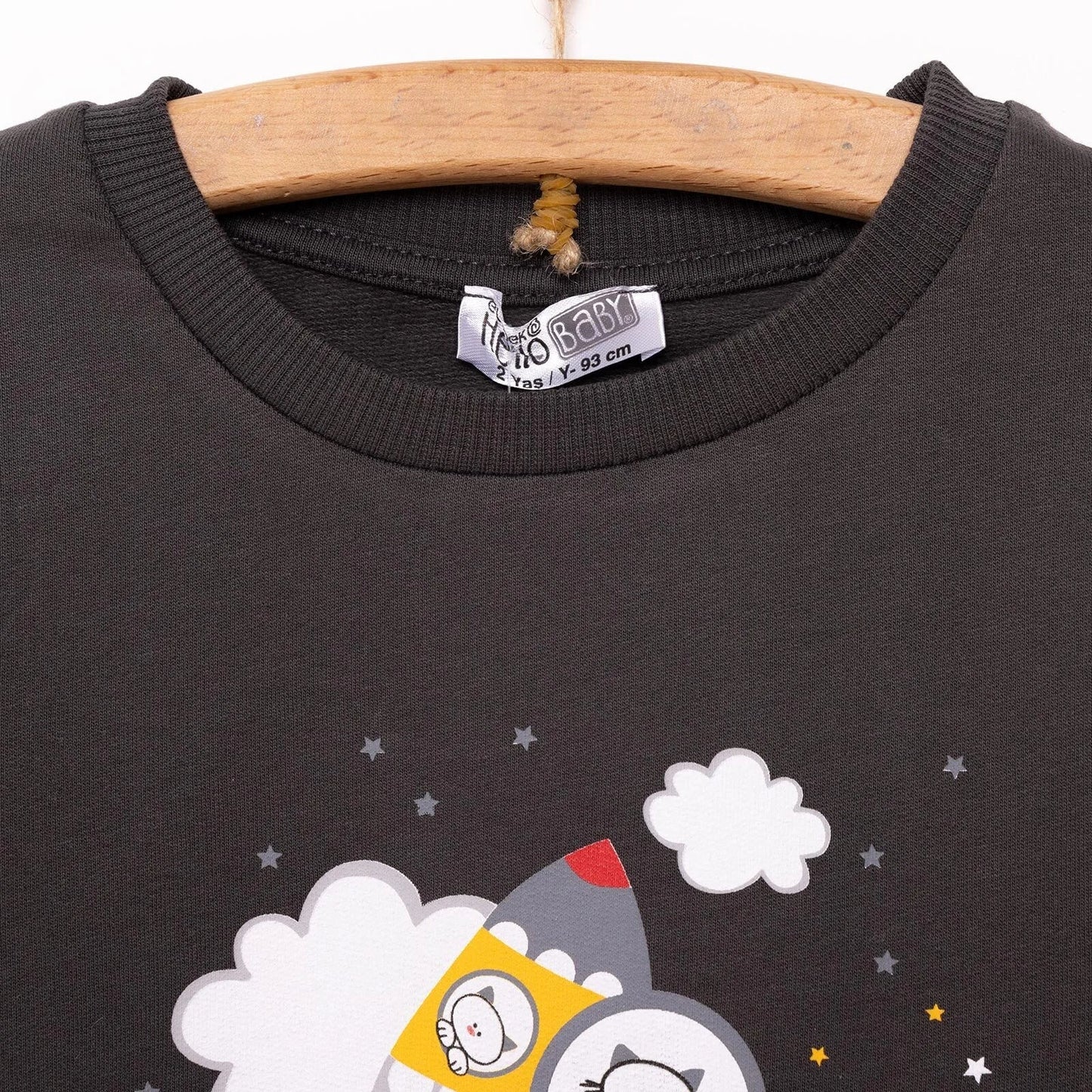 HelloBaby Basic Low Raised Lion Printed Sweatshirt - Dark Grey