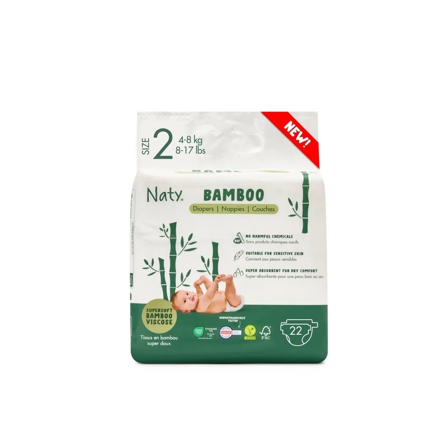 Naty Bamboo Viscose Baby Nappies Size 2 - 22 nappies