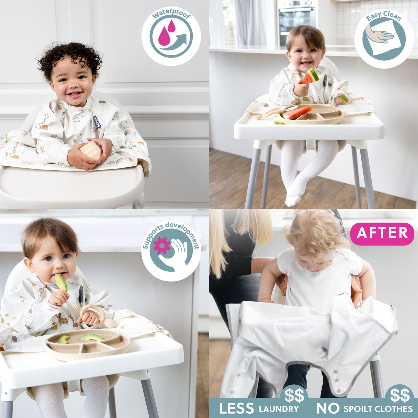 Bibado Coverall Weaning Bib (Available in Botanical Bunnies/Chasing Rainbows/George Pig/Peppa Pig/Serengeti Spaghetti)