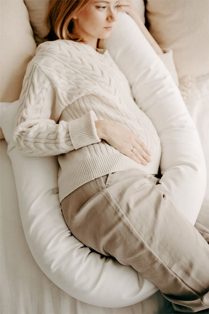 Noordi 2in1 Deluxe Baby Nest & Maternity Pillow with Silver-Ion Cotton, White