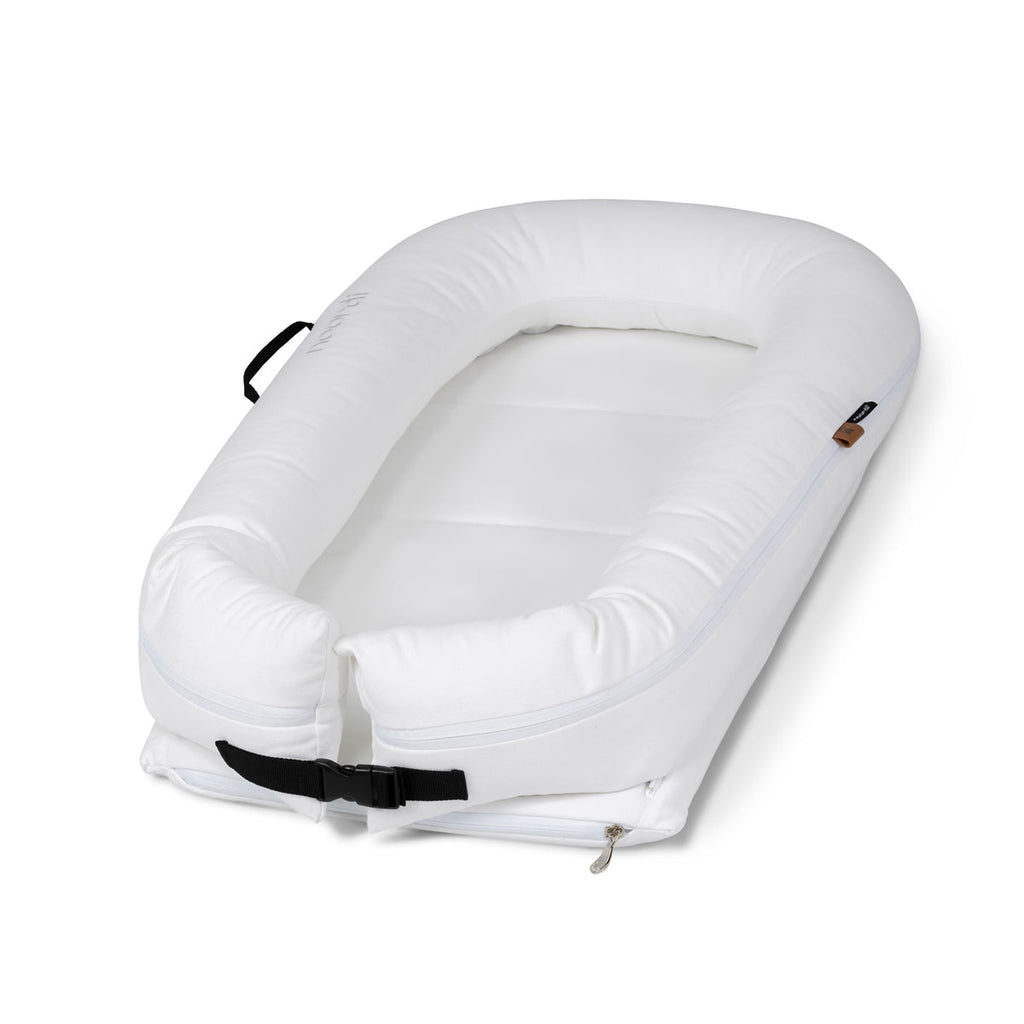 Noordi 2in1 Deluxe Baby Nest & Maternity Pillow with Silver-Ion Cotton, White