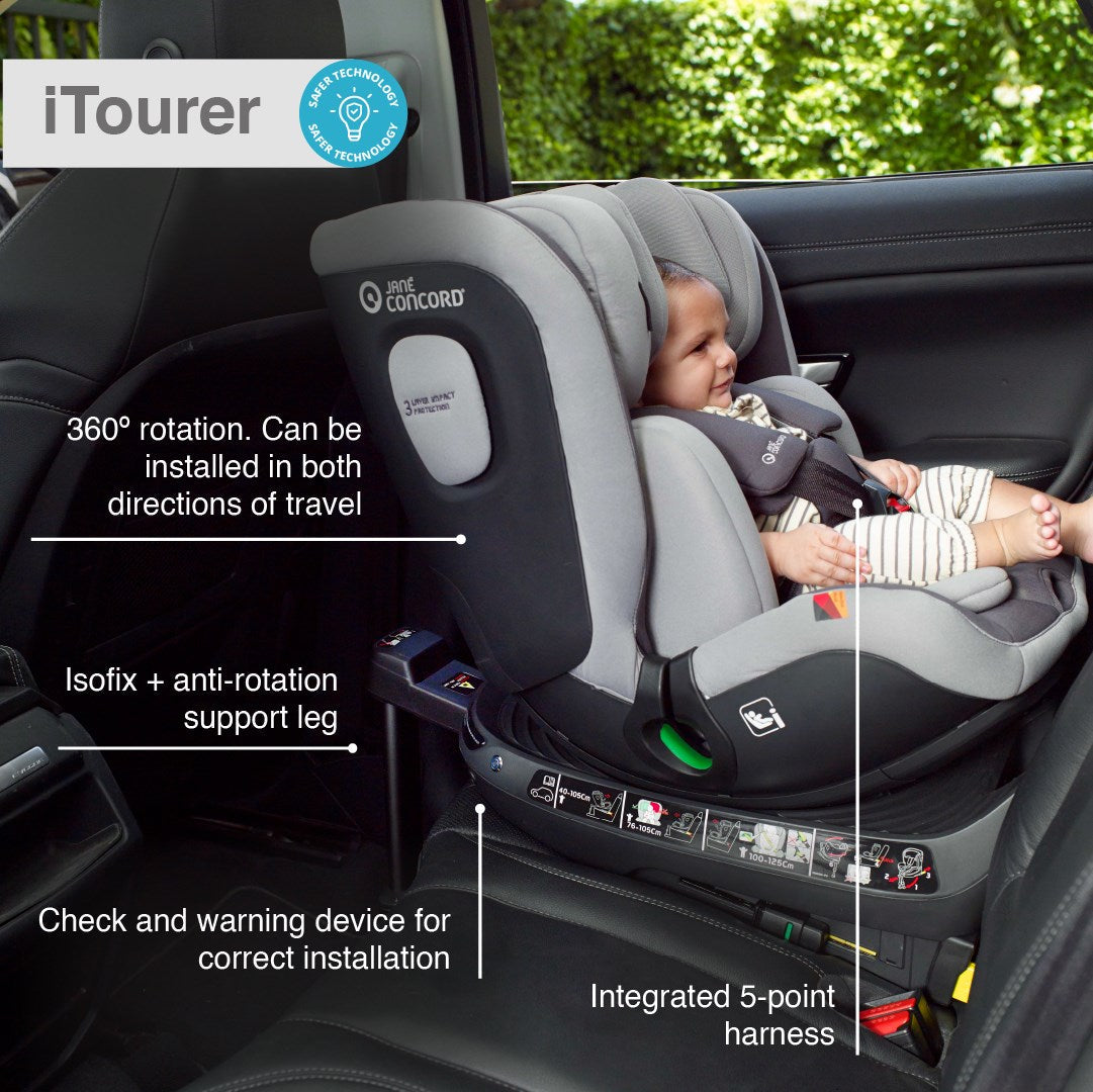Jane iTourer Rotating i-Size ERF Car Seat, 40-125cm, 0-7 Years