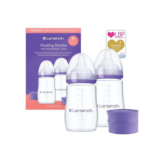 Lansinoh Feeding Bottles with NaturalWave Teat 240ml Pack of 2