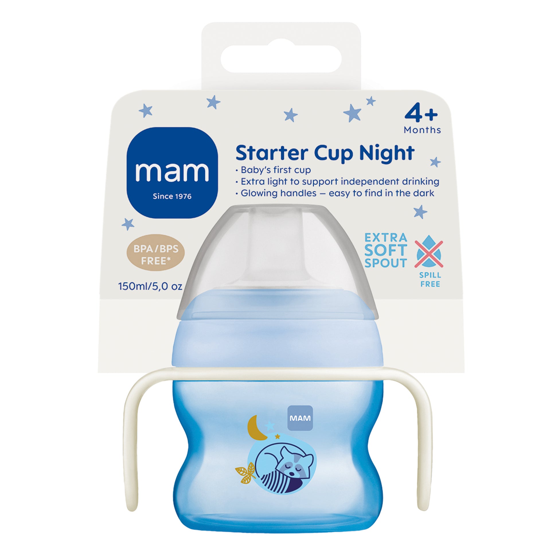 MAM Starter Cup & Glow Handles 150mls (Blue)