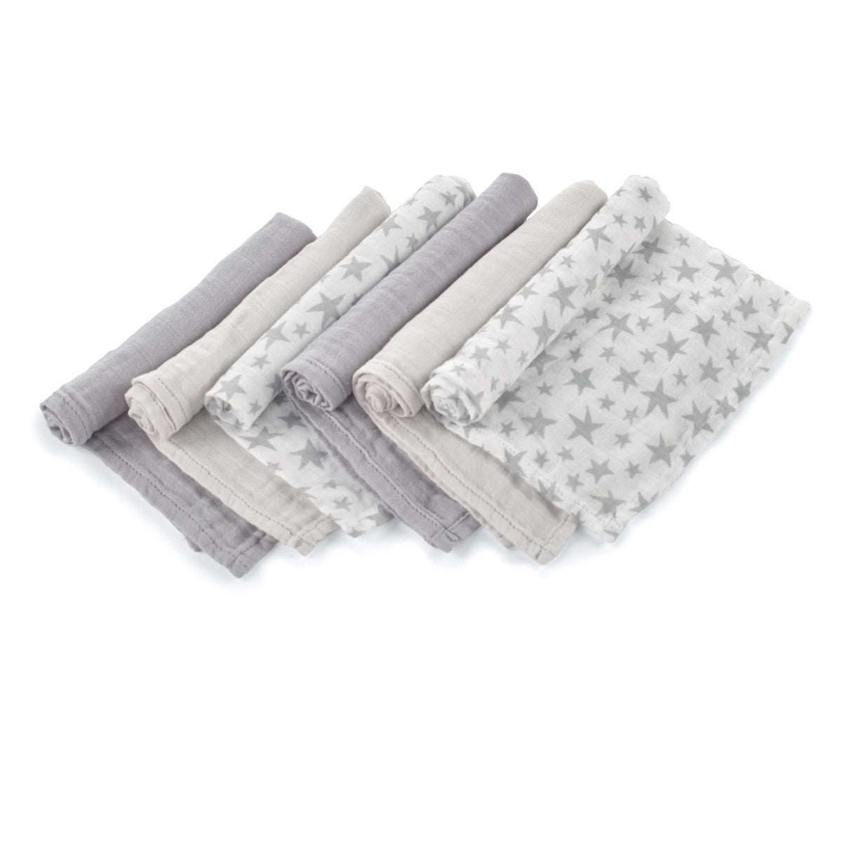 Bamboo Muslin Cloths For Baby 35 x 35 cm (6-Pack), Star