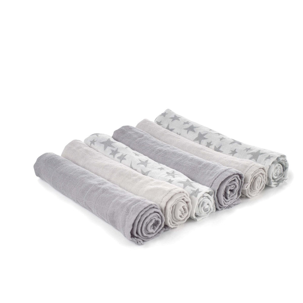 Bamboo Muslin Cloths For Baby 35 x 35 cm (6-Pack), Star