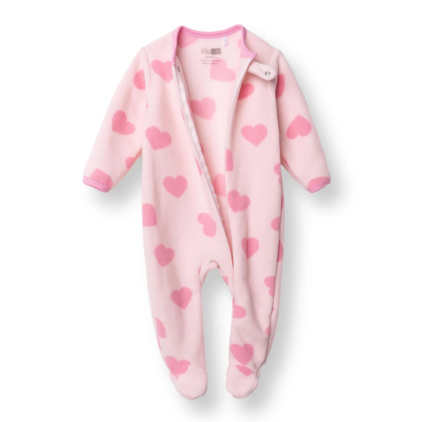 HelloBaby Newborn Polar Footed Jumpsuit - Pink Printed
