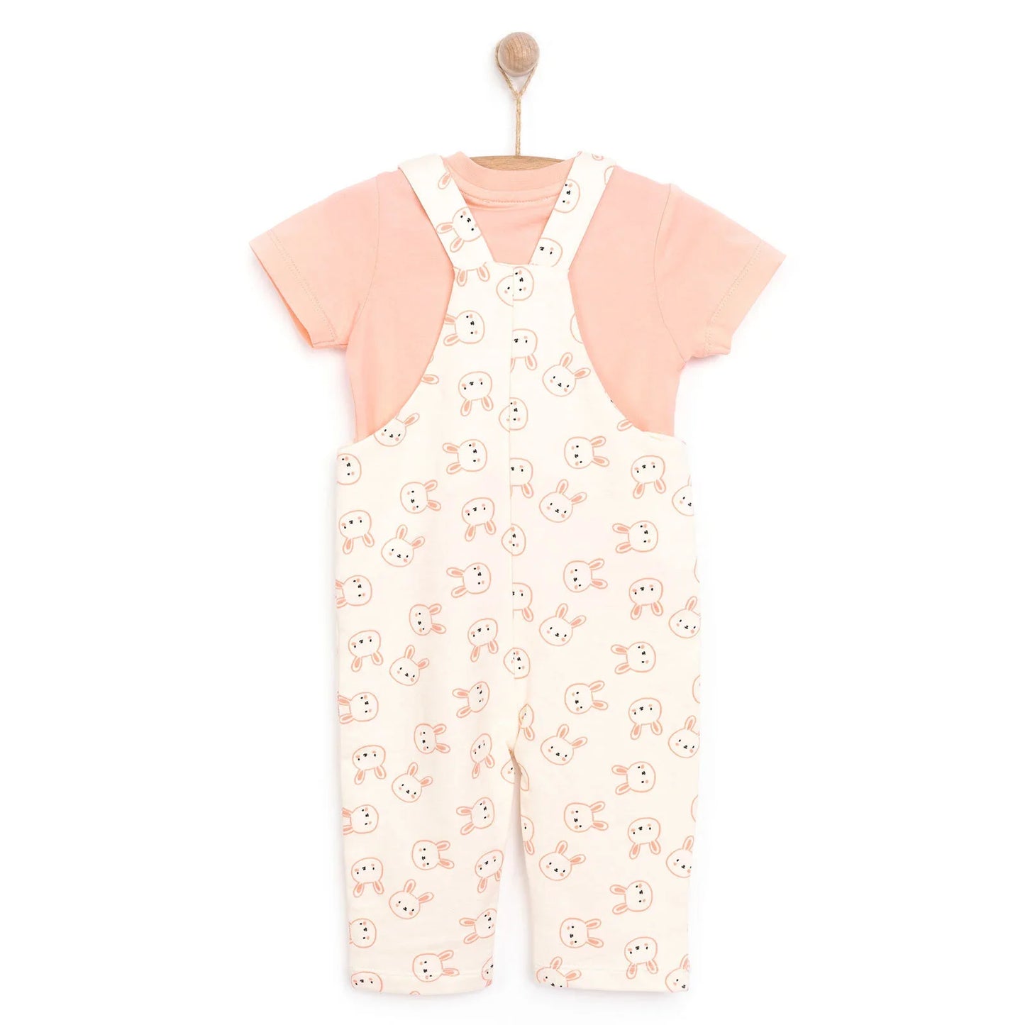 HelloBaby Girl Overalls T-shirt - Coral