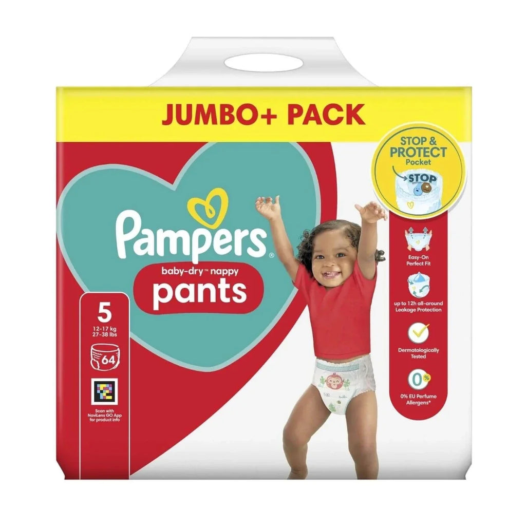 Pampers Baby-Dry Pants Size 5 Jumbo Pack 64 nappies