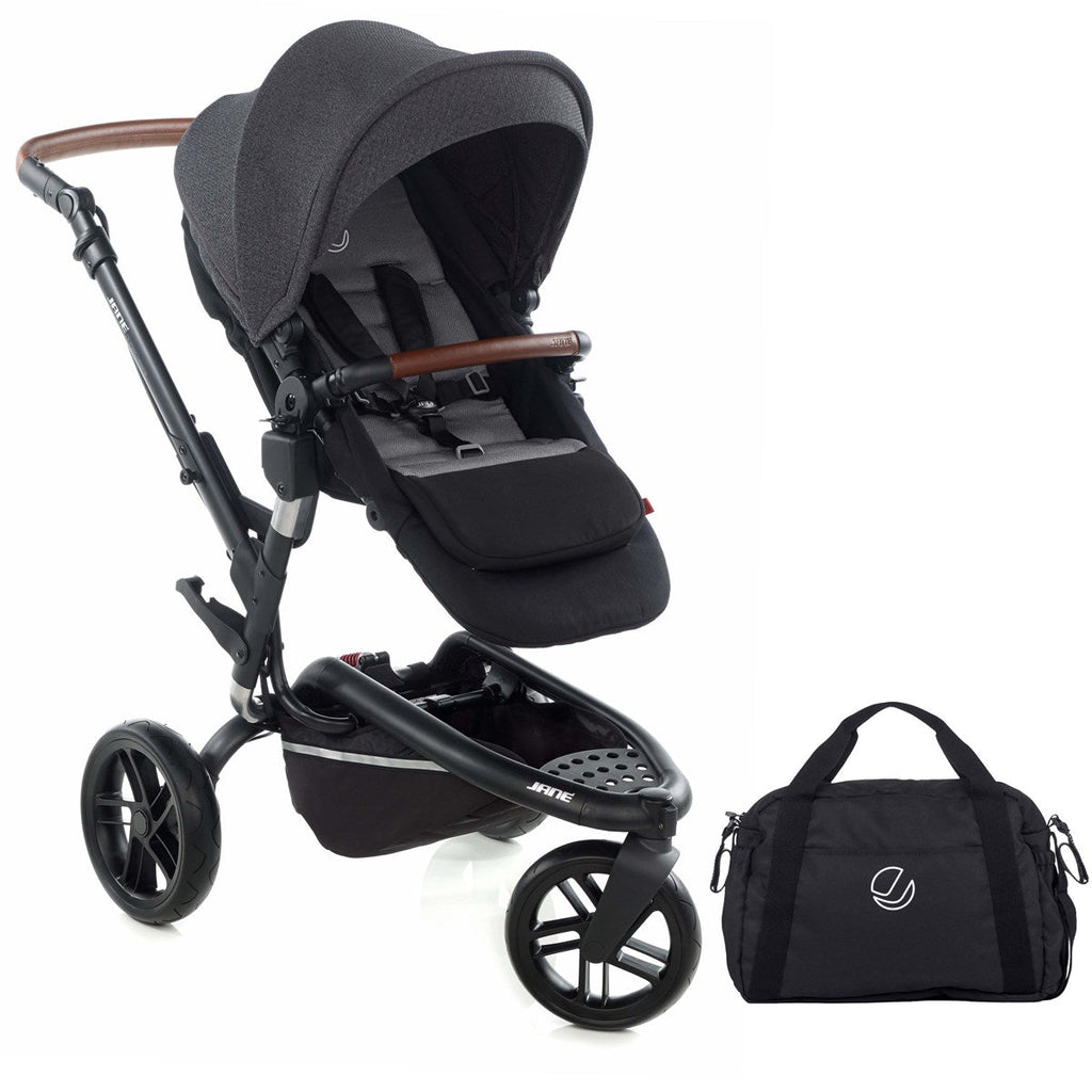 Jané Trider + Transporter Plus Carrycot, Cold Black