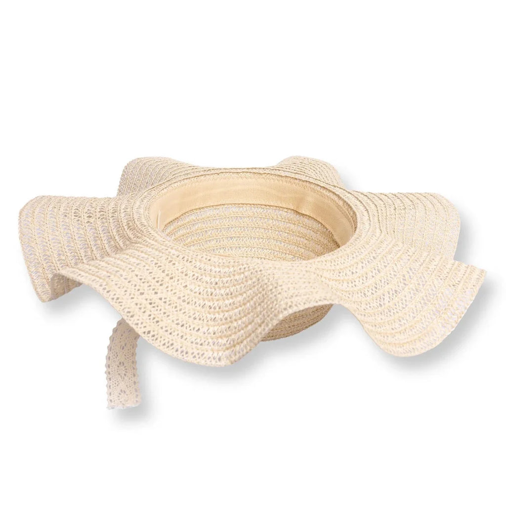 HelloBaby Women's Ribbon Trim Straw Hat (One Size) - Ecru