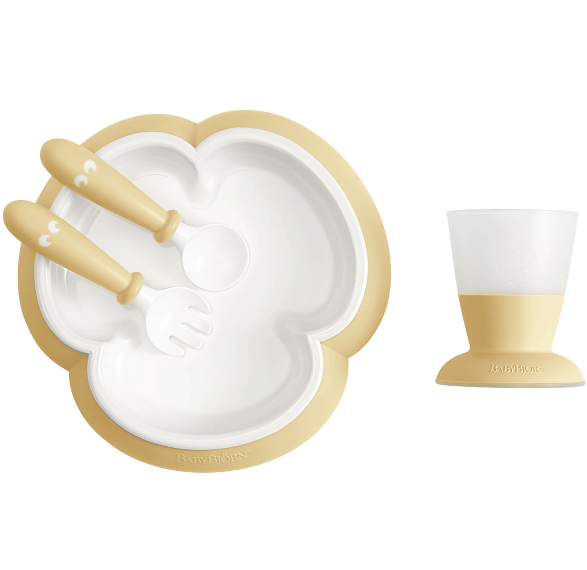 BabyBjorn Baby Feeding Set – Plate, Spoon, Fork & Cup Baby Weaning Dinner Set (4pcs)