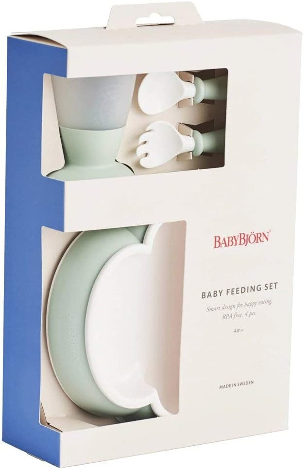 BabyBjorn Baby Feeding Set – Plate, Spoon, Fork & Cup Baby Weaning Dinner Set (4pcs)
