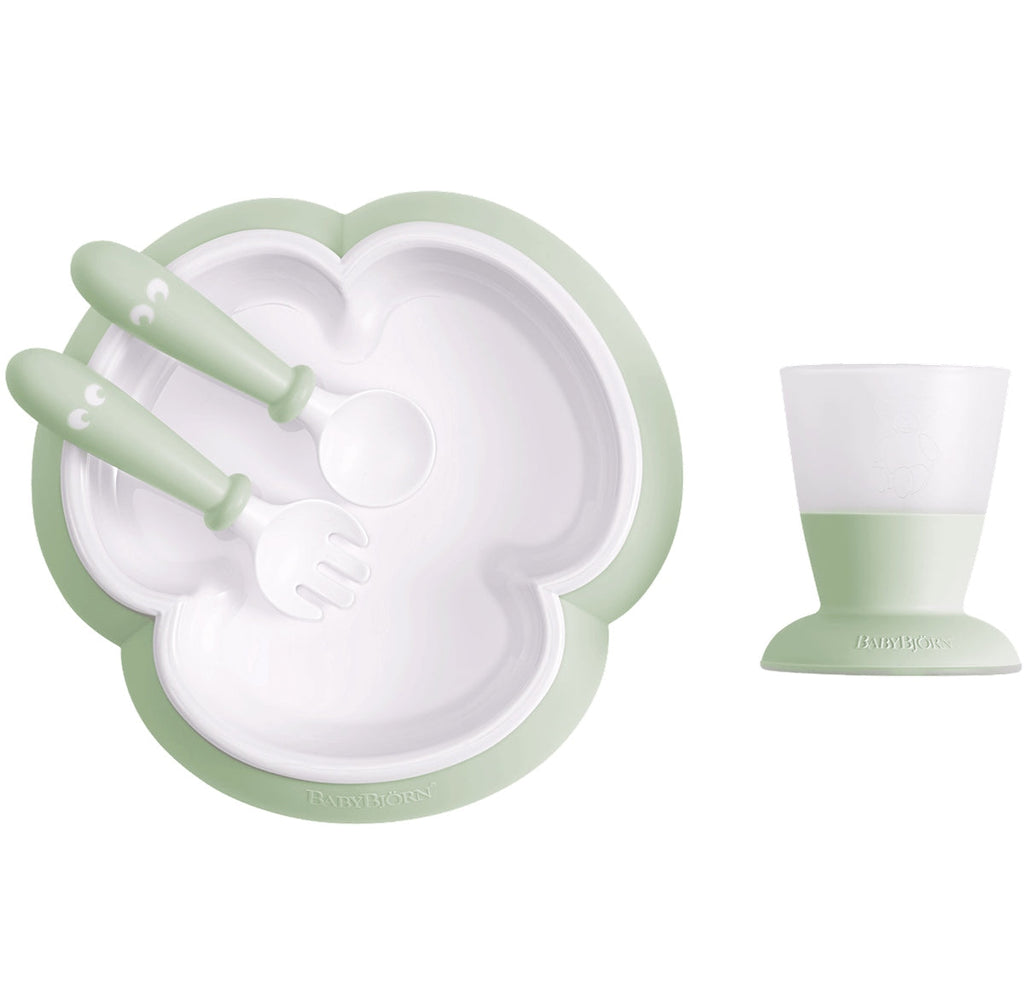 BabyBjorn Baby Feeding Set – Plate, Spoon, Fork & Cup Baby Weaning Dinner Set (4pcs)