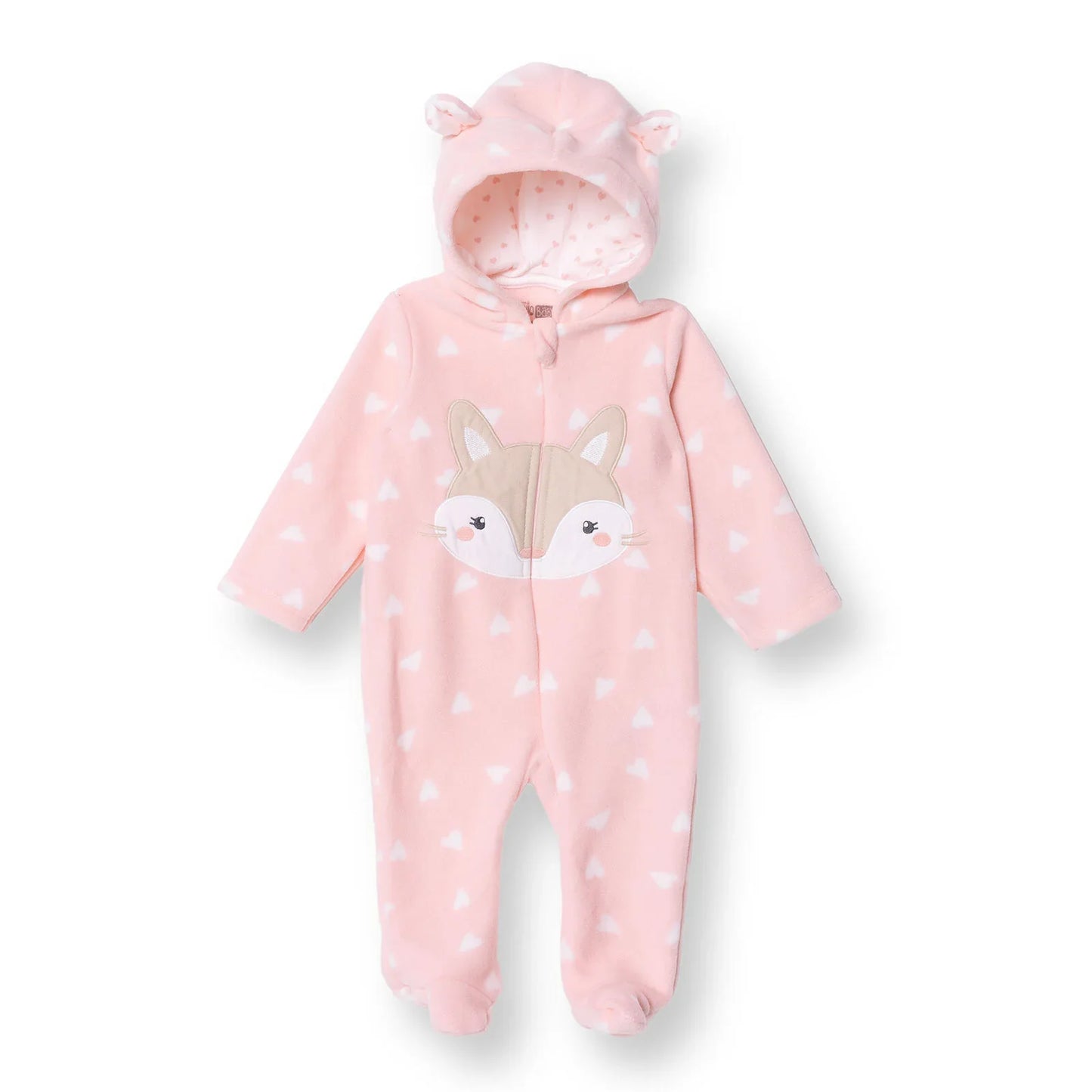 HelloBaby Newborn Polar Footed Jumpsuit - Pink Printed