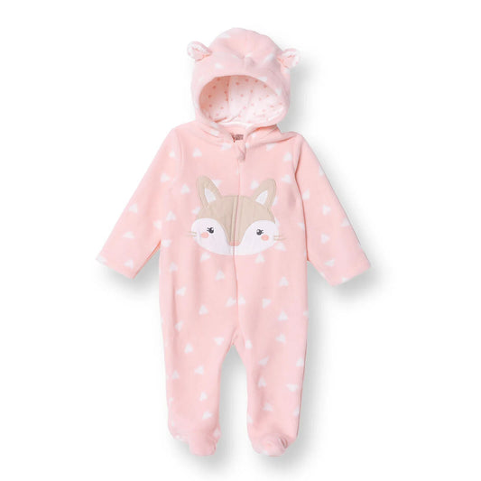 HelloBaby Newborn Polar Footed Jumpsuit - Pink Printed