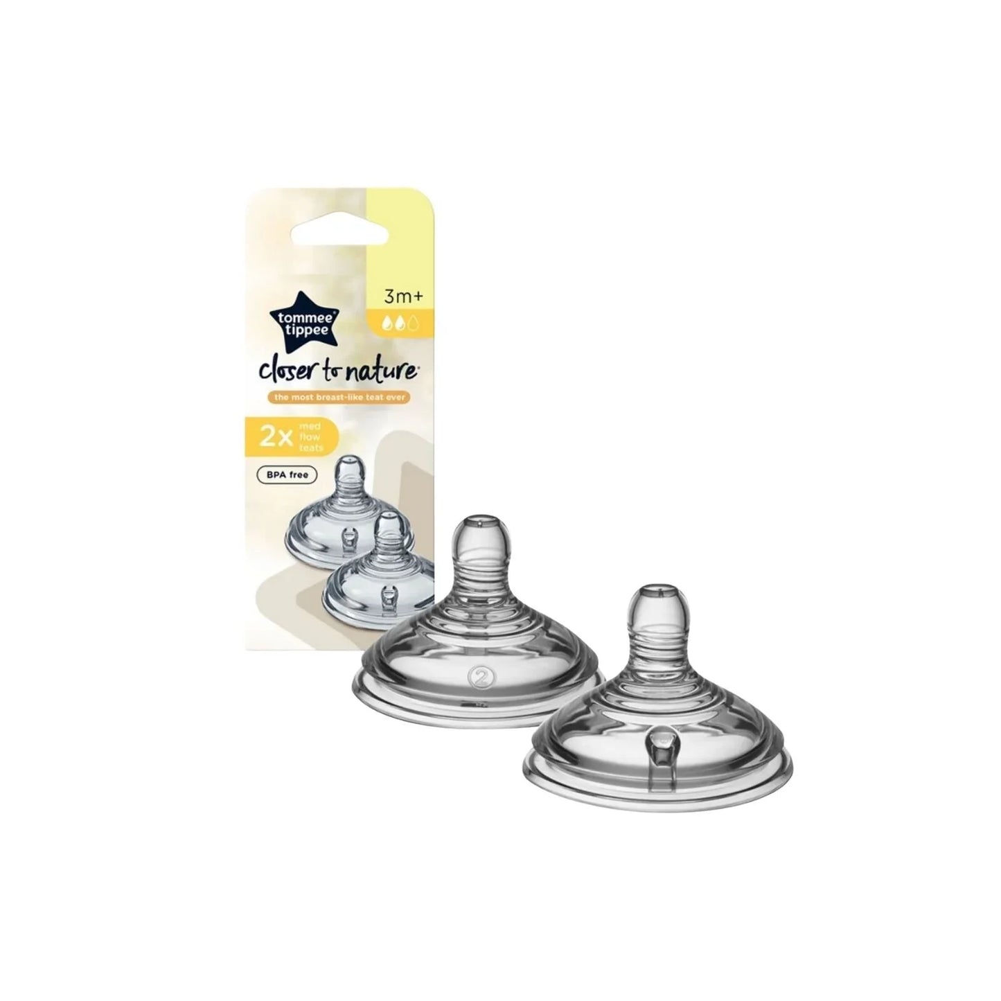 Tommee Tippee Closer to Nature Teat Medium Flow 3+ months Pack of 2