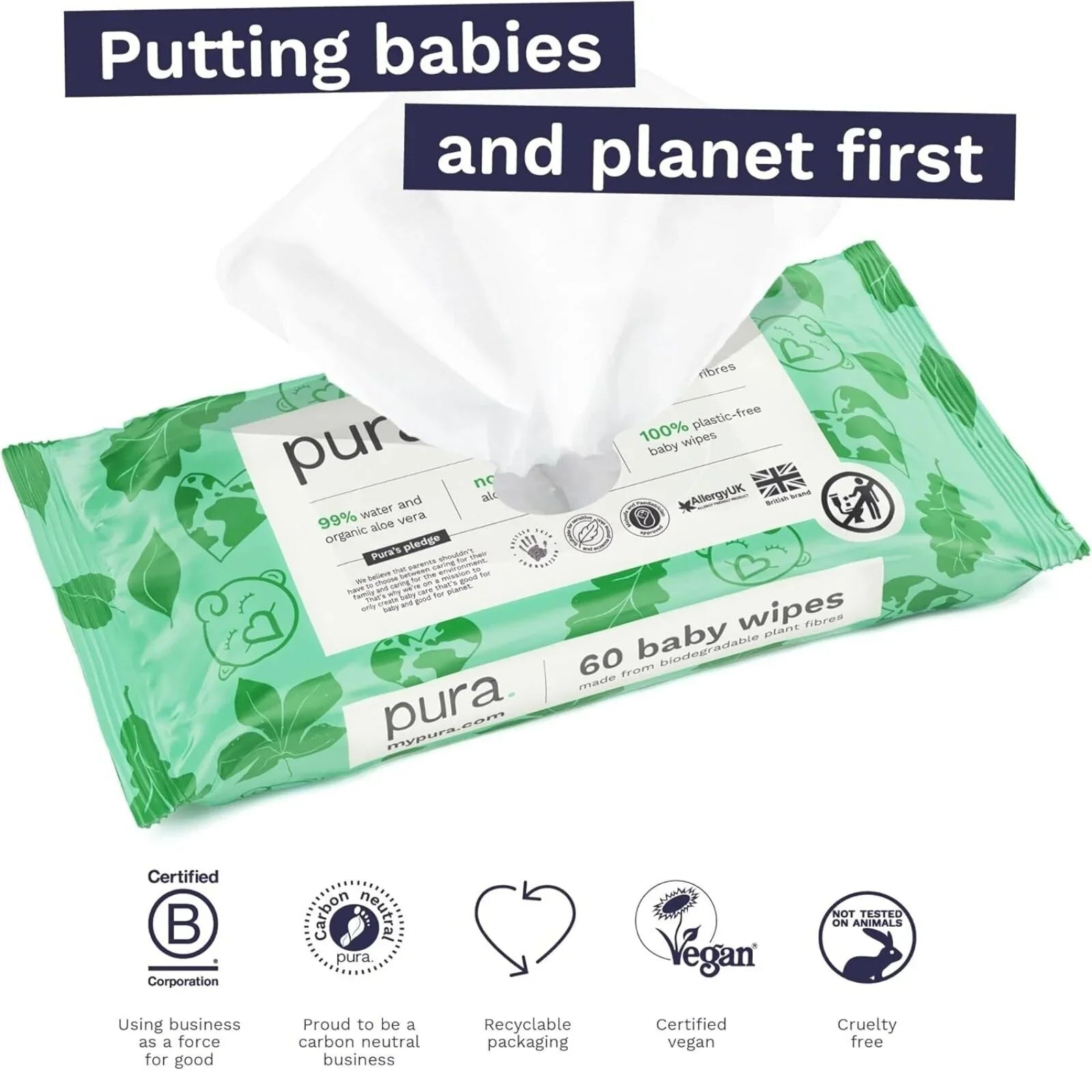Pura Wipes Non-flushable 18x60 pcs