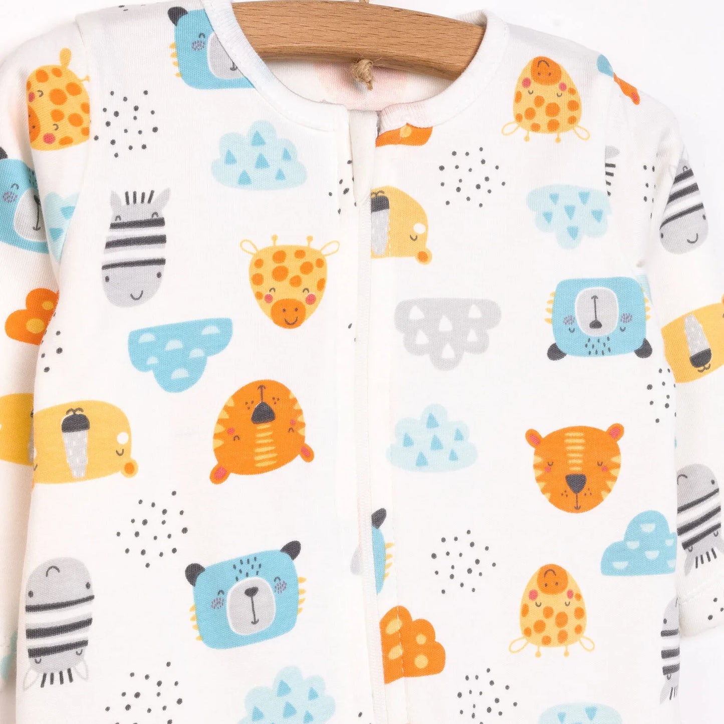 HelloBaby Newborn Footed Jumpsuit - Ecru