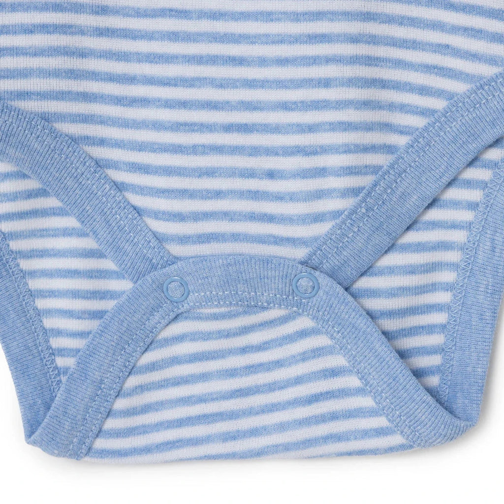 HelloBaby Boys 2-Pack Short Sleeve Bodysuits Striped with Poppers Envelope Neck Short Sleeve - Light Blue