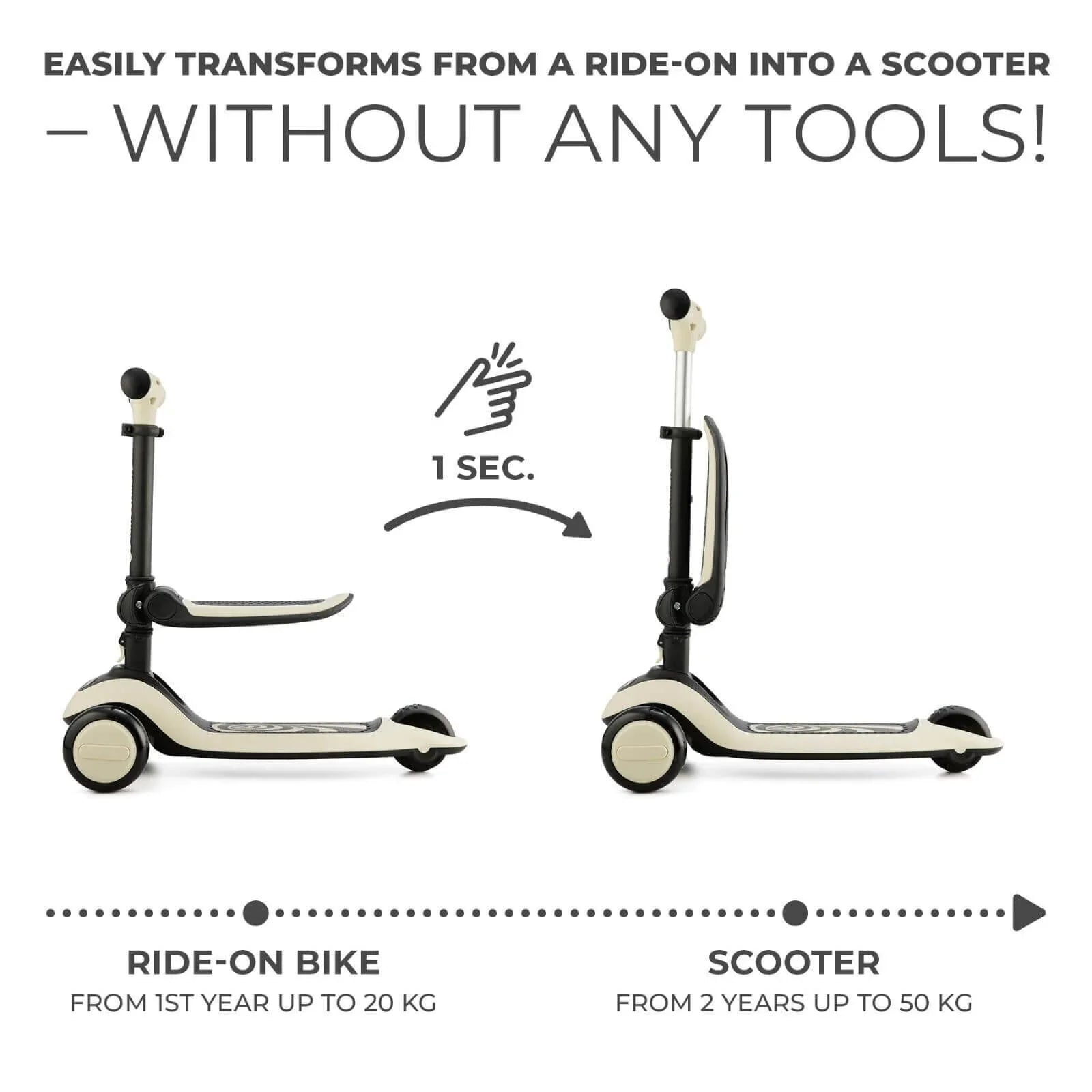 Kinderkraft Halley 2-in-1 Scooter - White