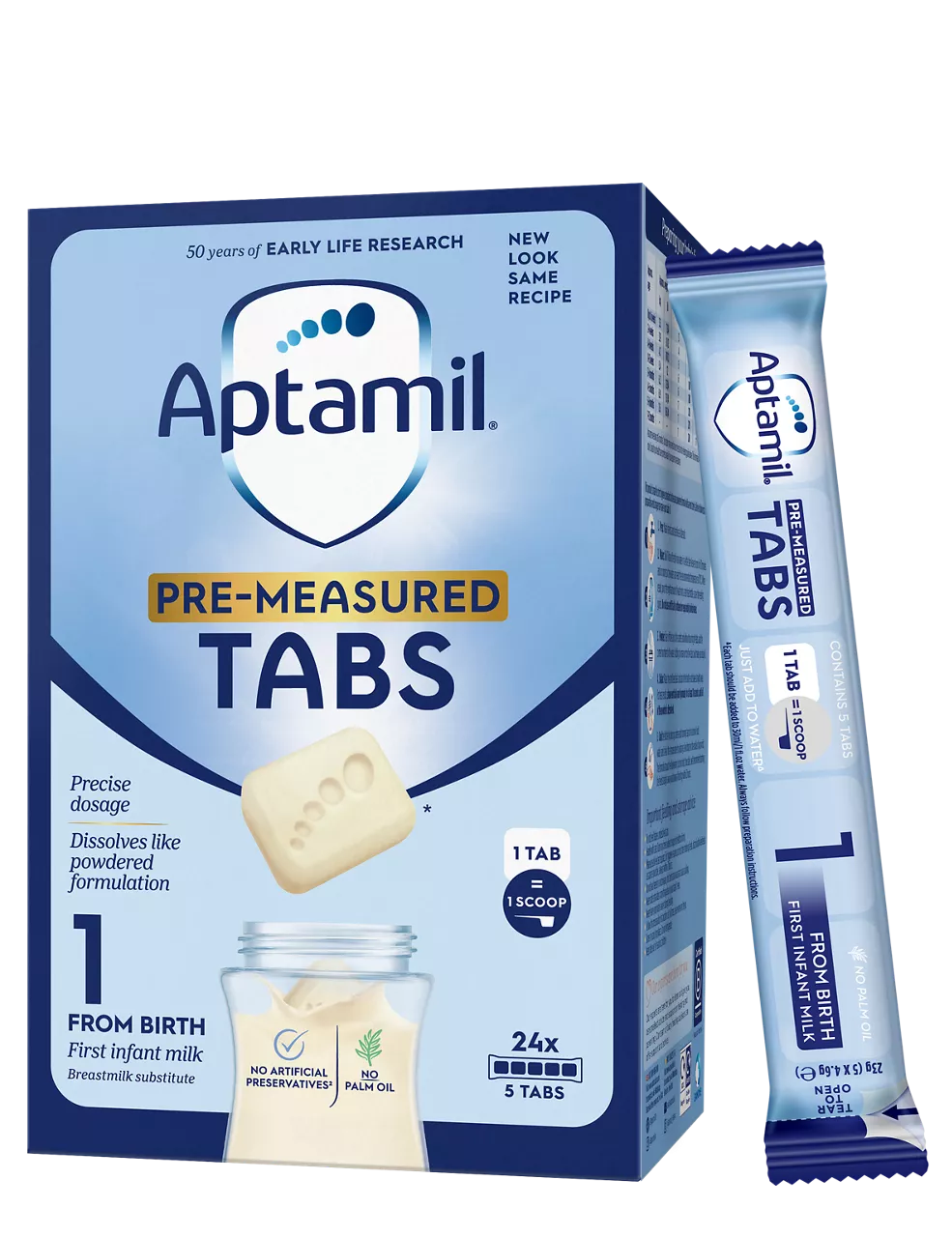 Aptamil First Infant Pre-Measured Milk Tabs (0-6 months) - 24x23g Sachets