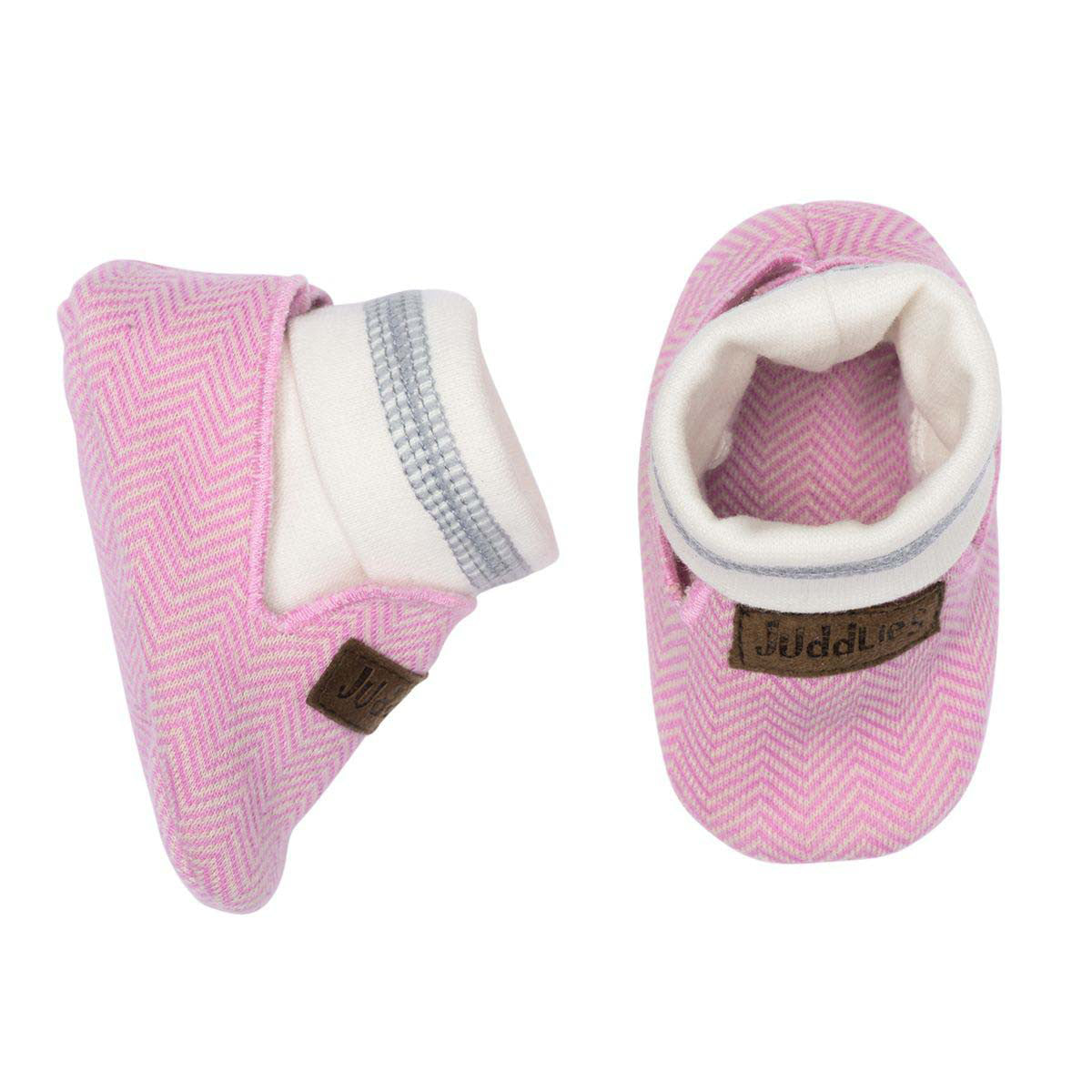 Juddlies Organic Cottage Slippers (0-4M) - Available in Bear Black/Driftwood Grey/Lake Blue/Sunset Pink