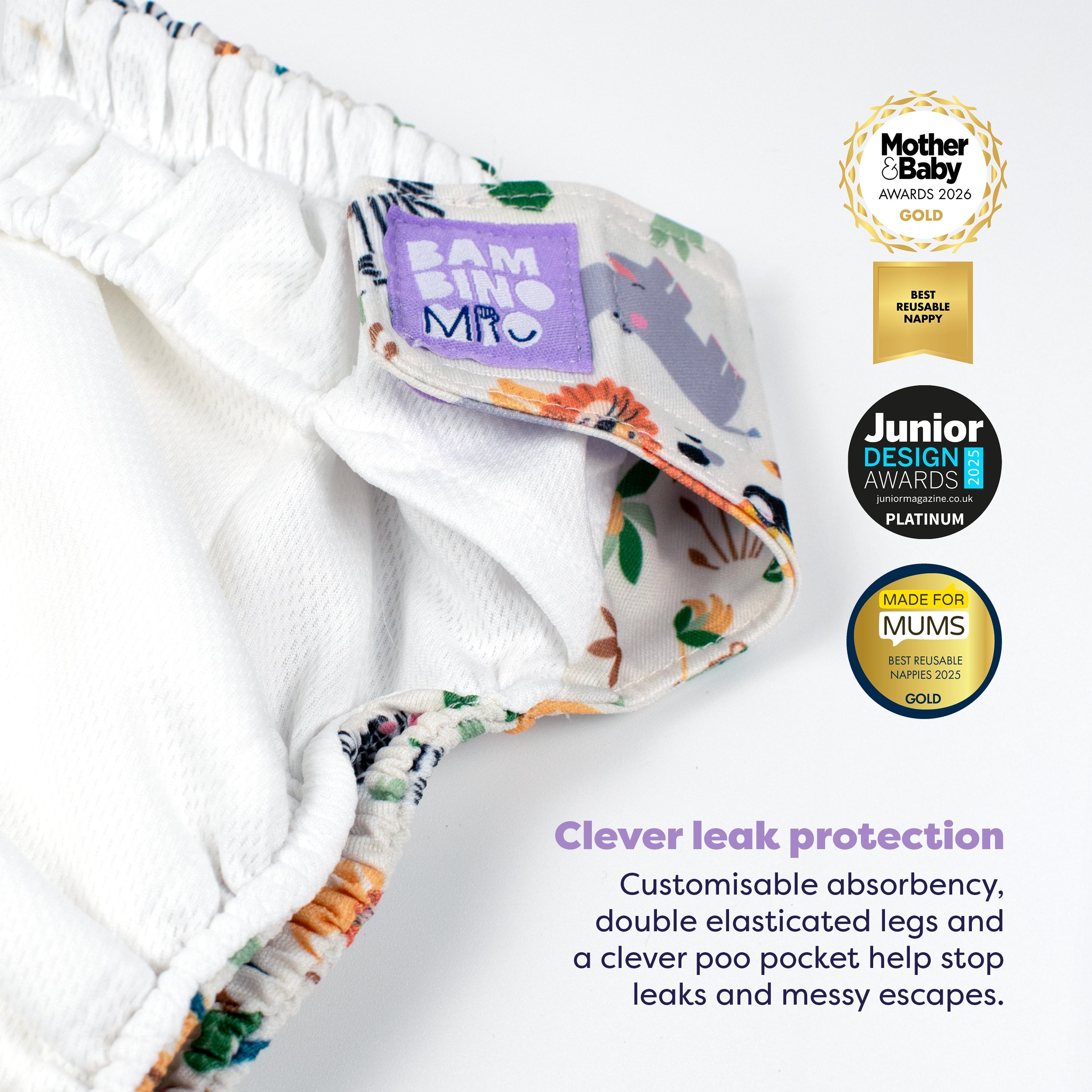 Revolutionary Reusable Nappy in Safari Squad