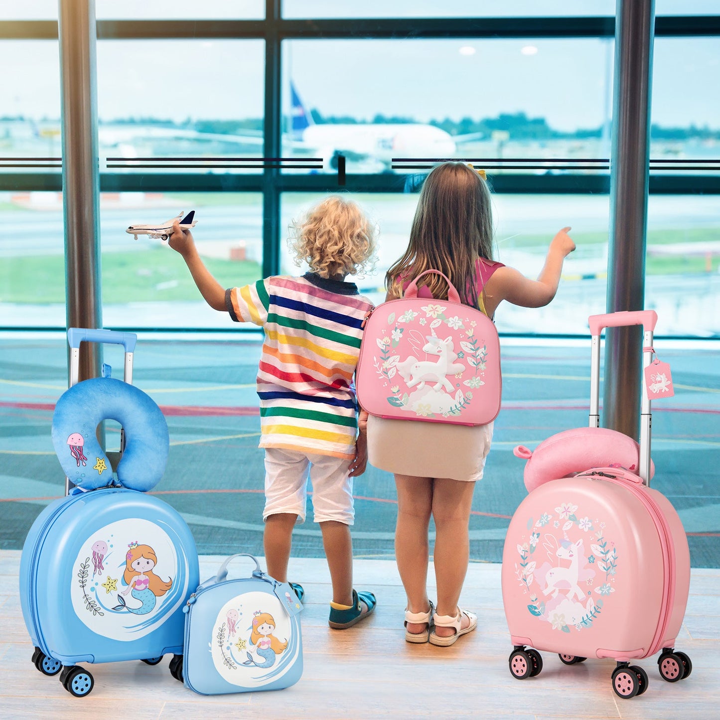 4-Piece Kid’s Luggage Set Kids Journey Suitcase Set-Black
