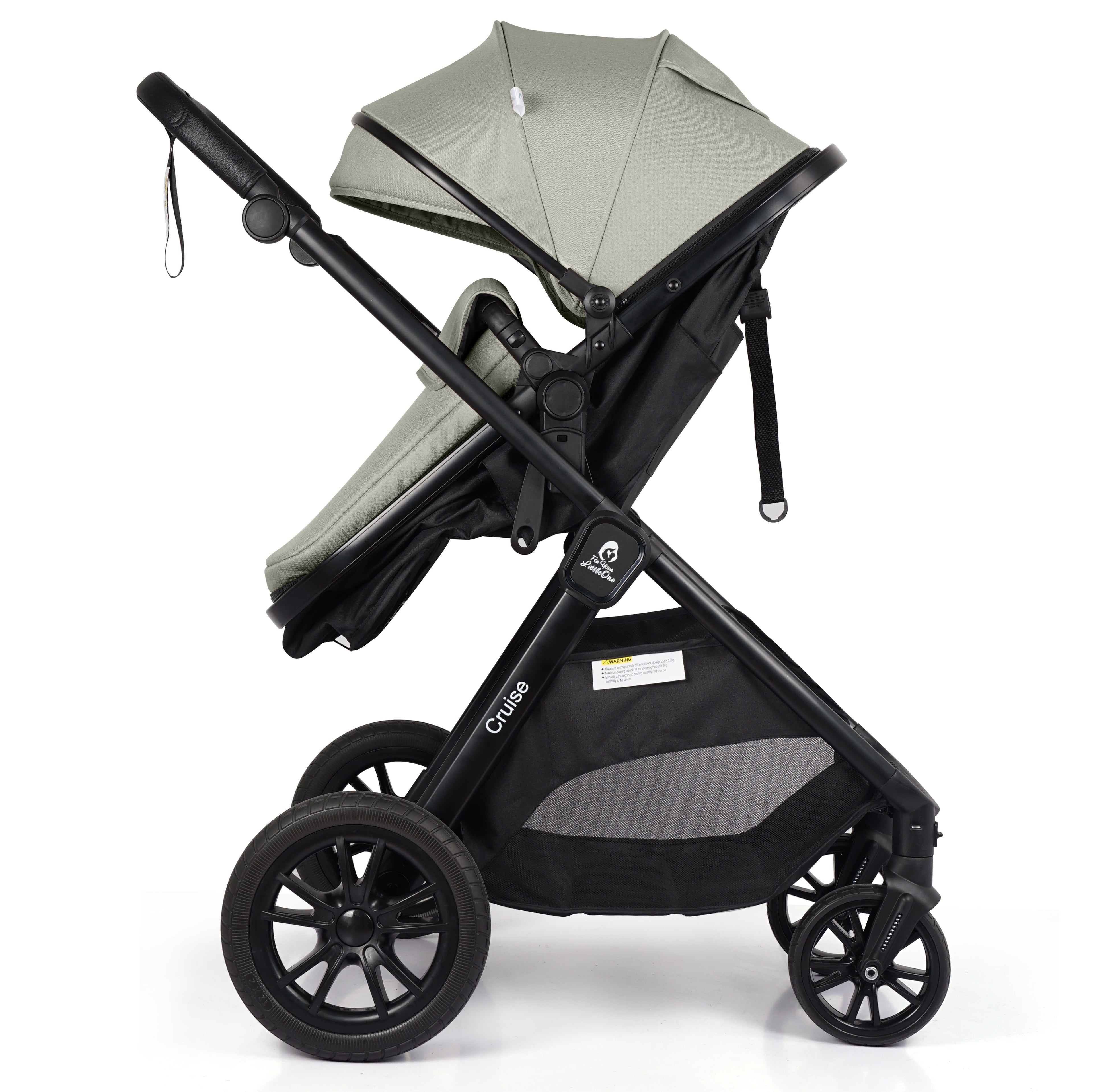 For Your Little One Cruise 3 In 1 Travel System With Car Seat And ISOFIX Base - Pebble Sage (Free Cupholder And Seat Liner Included!)