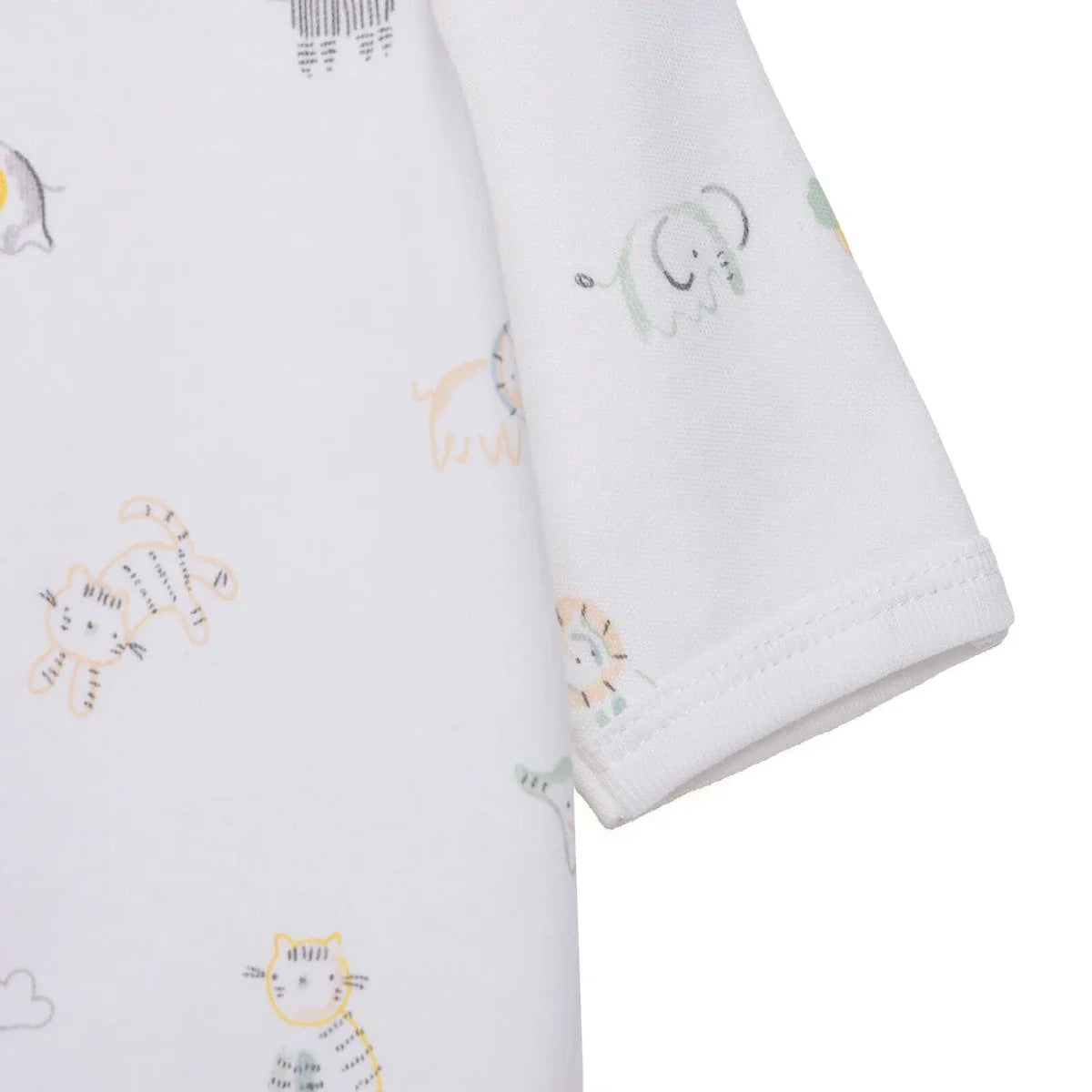 HelloBaby Boys Footed Romper Animal with Poppers Crew Neck Long Leg Long Sleeve - White Printed