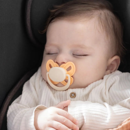 Mooma Clown & Butterfly Soothers 0-6 months Pack of 2 - Light Orange & River Green