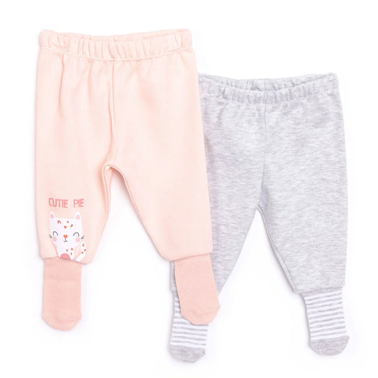HelloBaby 2-Pack Joggers with socks - Pink