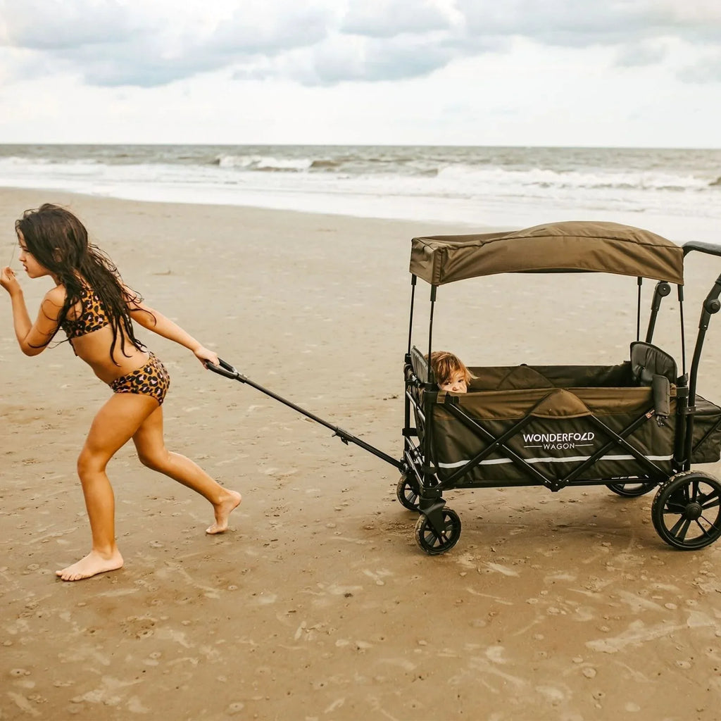 Wonderfold X4R Push and Pull Quad Stroller Wagon - Black