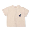 HelloBaby Boys Shirt Nautical Print Buttoned Little Sailor Mandarin Collar Long Sleeve - Beige