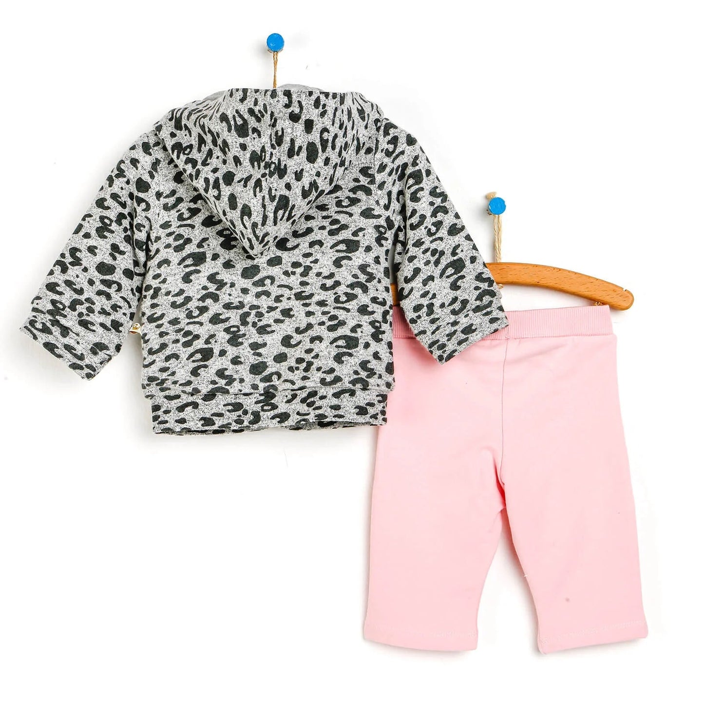 For My Baby Newborn Leopard Sweatshirt - Grey Melange