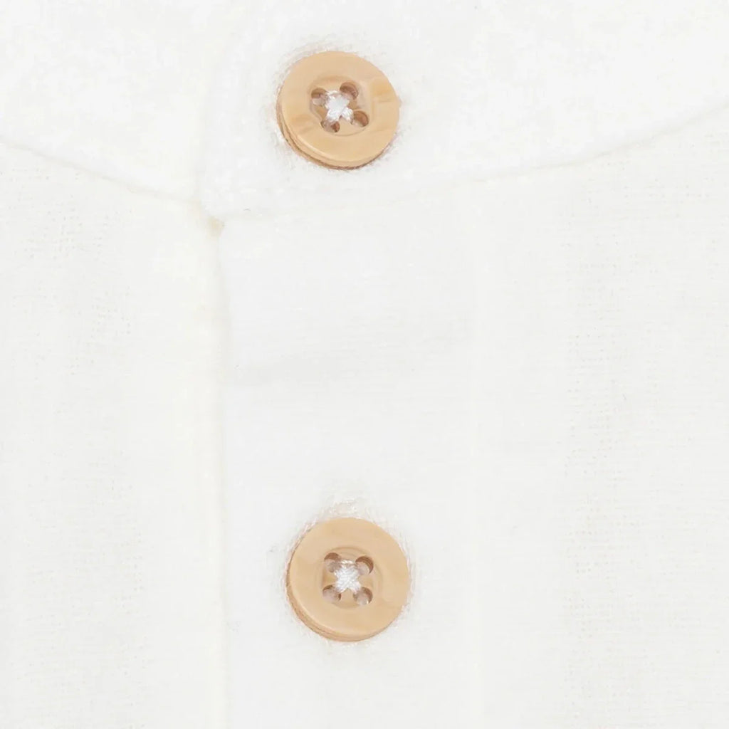 HelloBaby Boys Shirt Buttoned Little Sailor Mandarin Collar Long Sleeve - Ecru