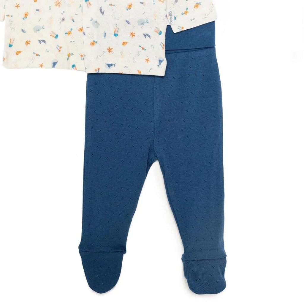 Bebetto Ship Boy Boy Cardigan - Footed Bottom - Navy Blue