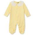 HelloBaby Girls Footed Sleepsuit Polka Dot Print Lace Collar - Yellow