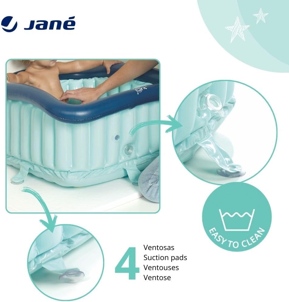 Jané Square Inflatable Bath Tub – Fits Shower Trays, 70L, 0–5 Years