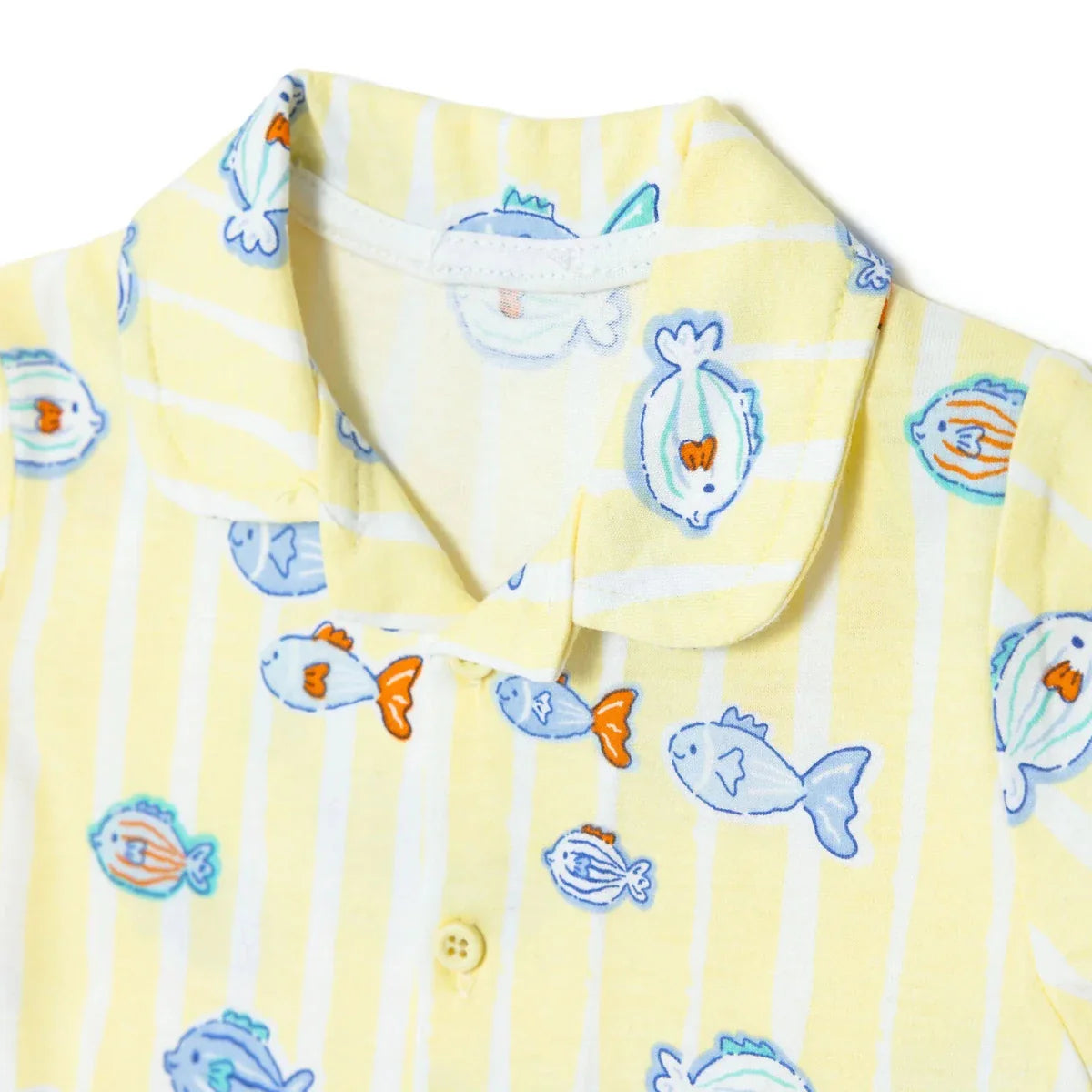 HelloBaby Boys Pyjamas Set Animal with Buttons Short Sleeve - Yellow