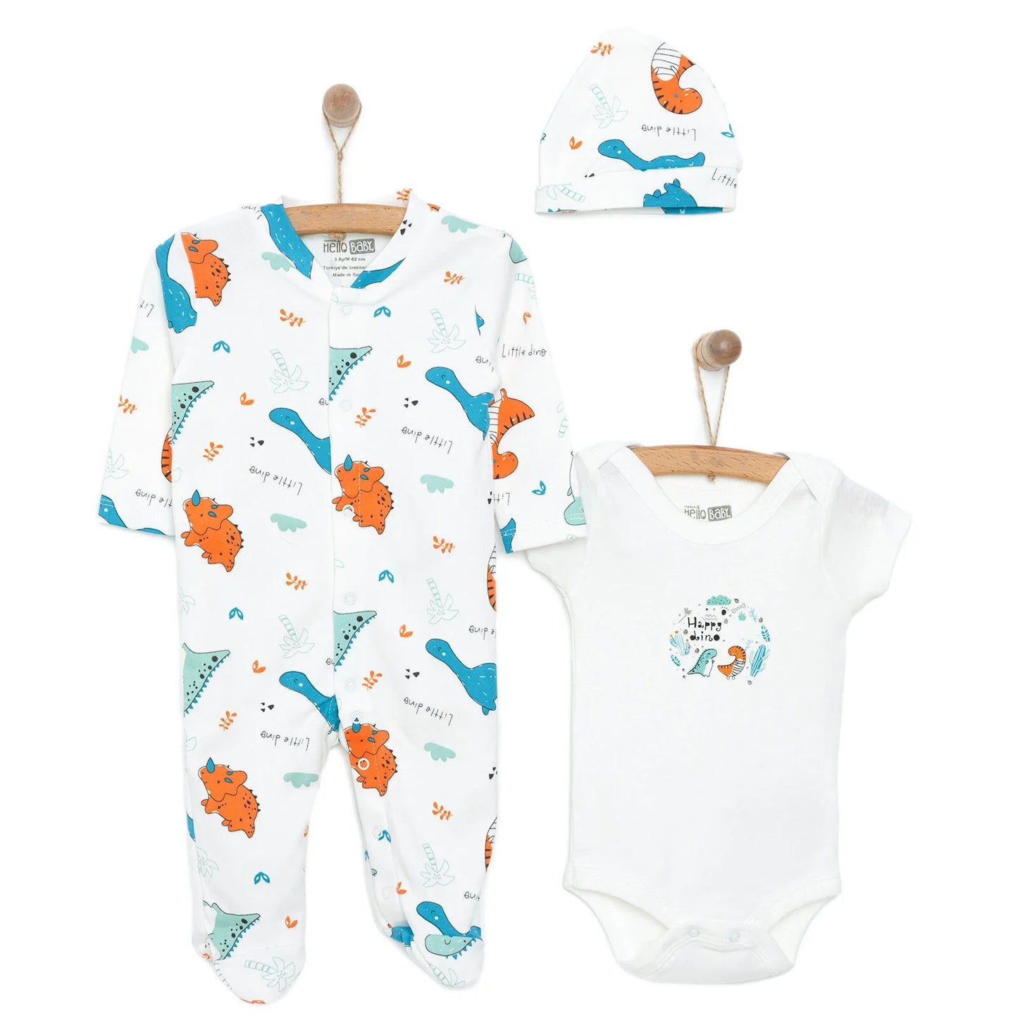 HelloBaby Baby Boy Jumpsuit-Body-Hat - Ecru