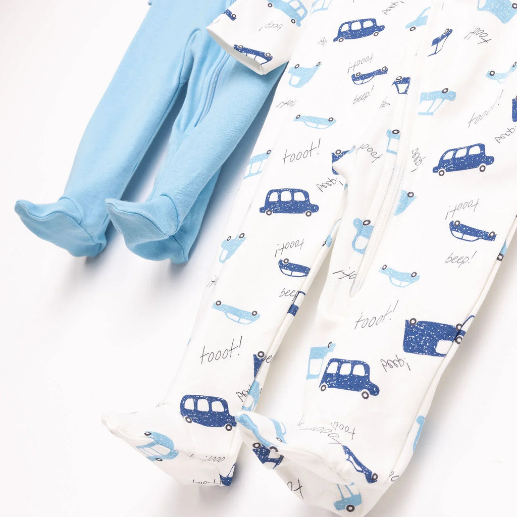 HelloBaby Newborn Boy 2 Piece Footed Jumpsuit - Blue