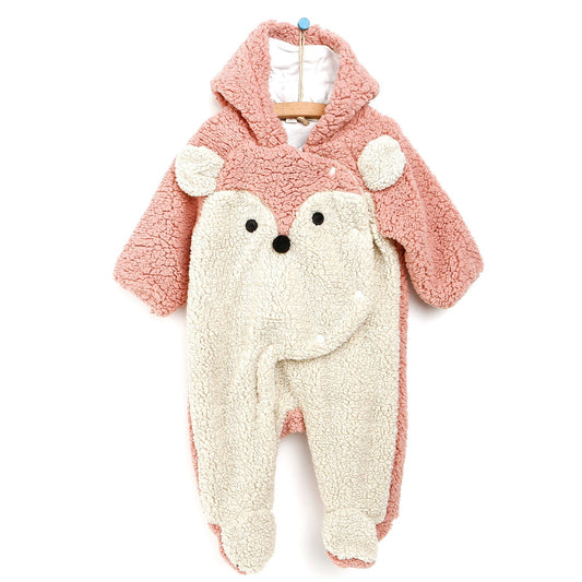 Midimod Newborn Deer Figure Welsoft Footed Jumpsuit - Light Rose
