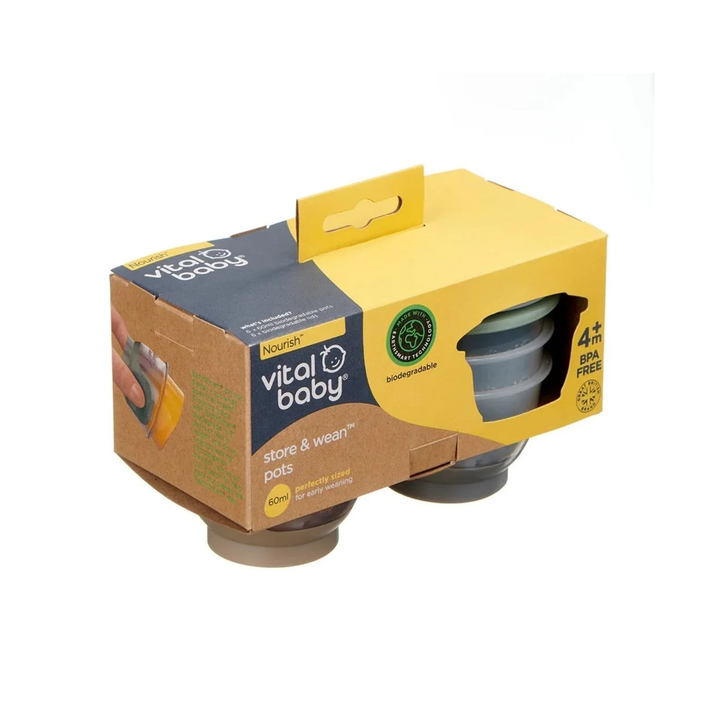 Vital Baby Nourish Store & Wean Pots 60ml Pack of 6